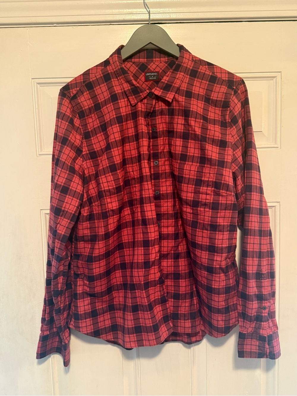 UNTUCKit pink and navy Plaid Button-Down Shirt